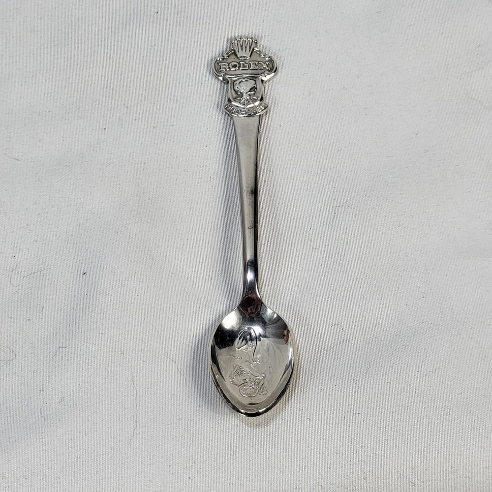 Rolex Bucherer Switzerland Watch Souvenir Spoon Lucerne Lion Rose Silver tone